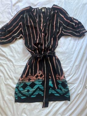 Presley Skye silk dress black with Pink Stripes